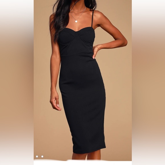 Lulus Dresses & Skirts - LULUS NWT Black Charmed & Dangerous Bustier bodycon Midi dress size XL